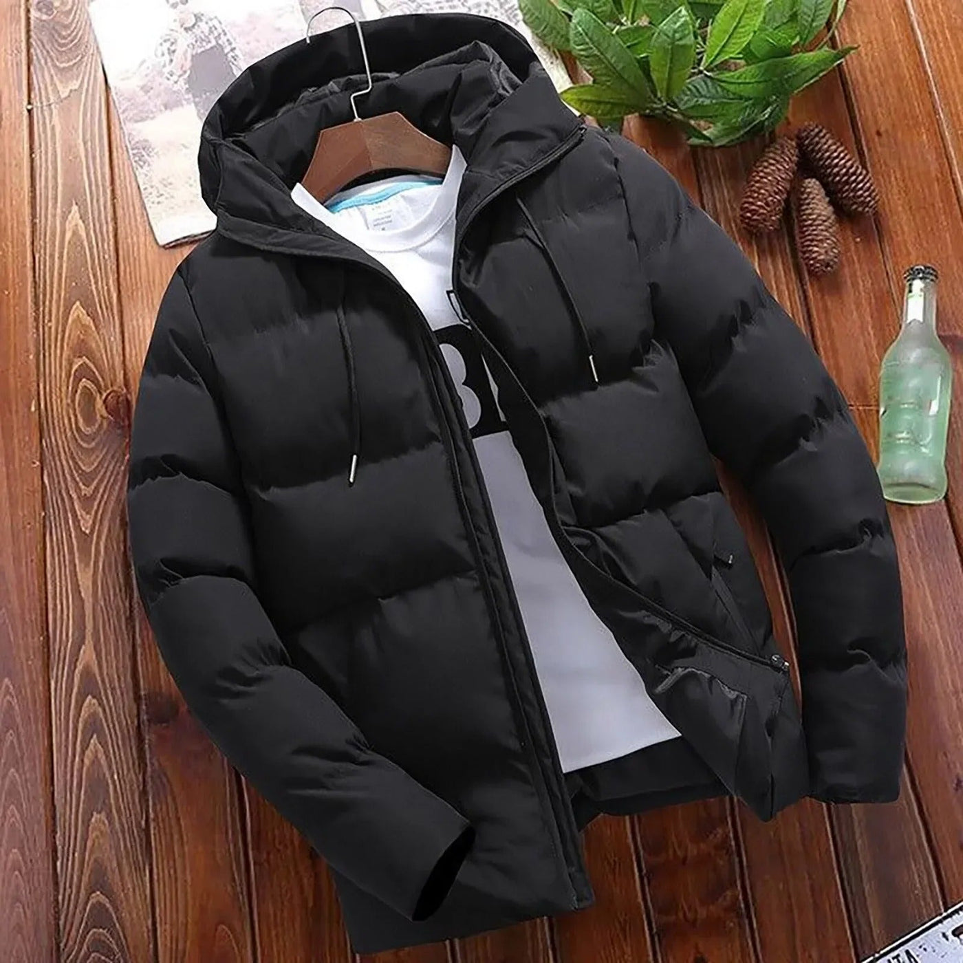 Jaqueta polar com capuz masculino