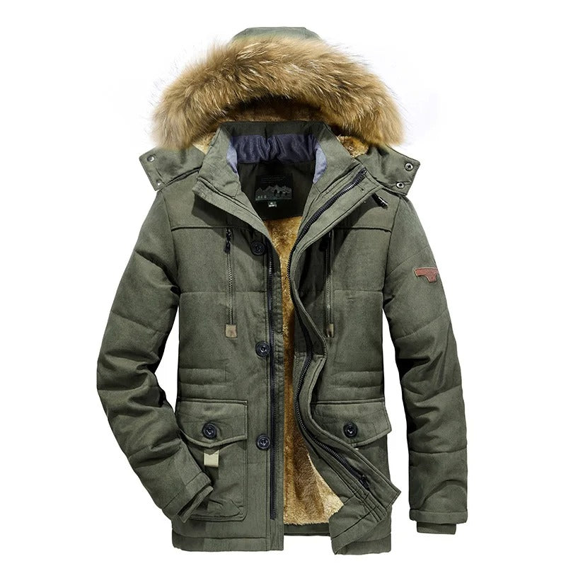 Jaqueta quente de inverno com capuz masculino