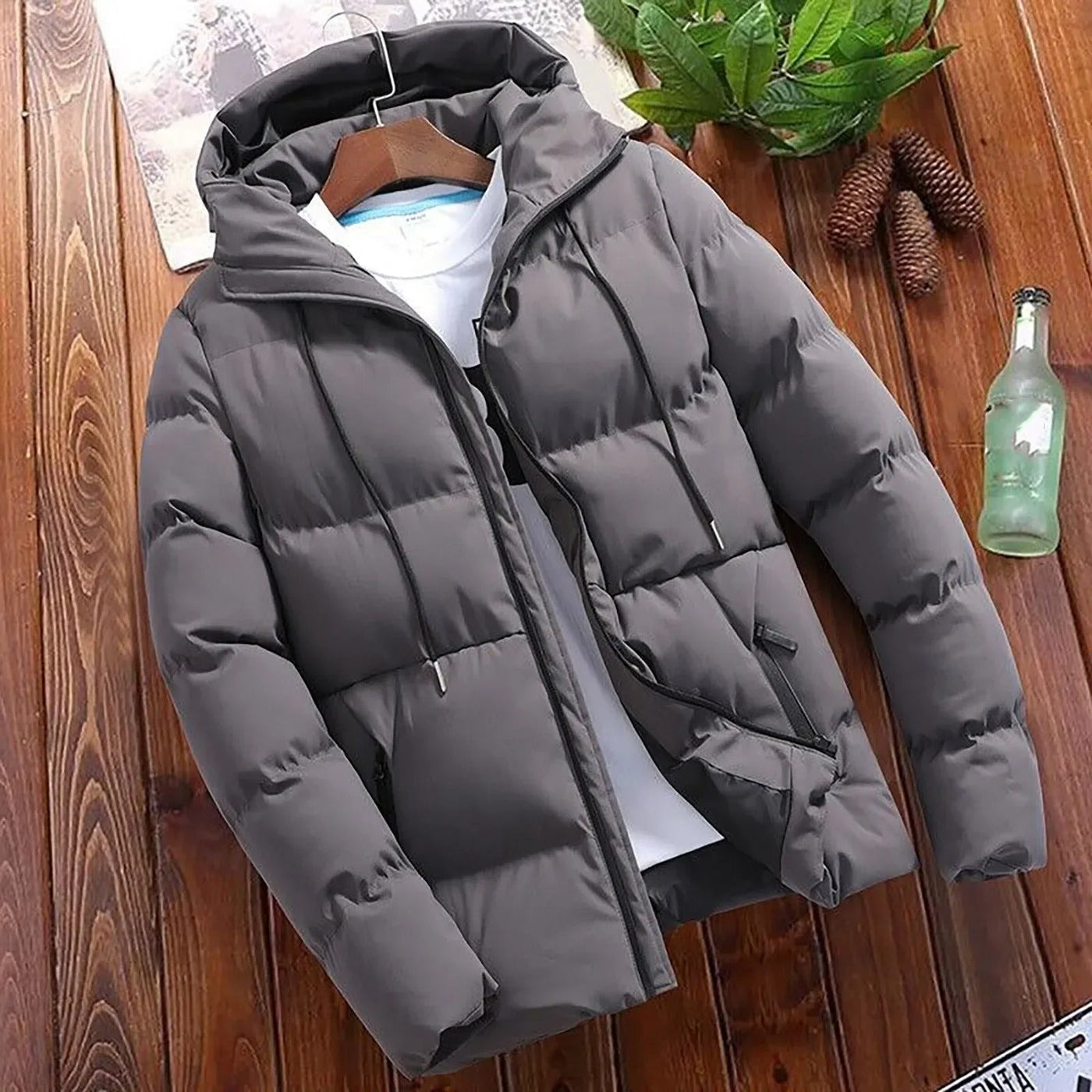 Jaqueta polar com capuz masculino