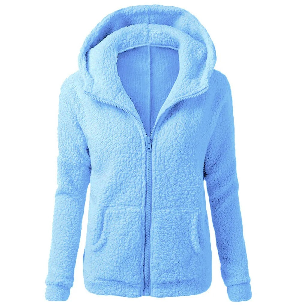 Jaqueta de inverno feminina com capuz polar