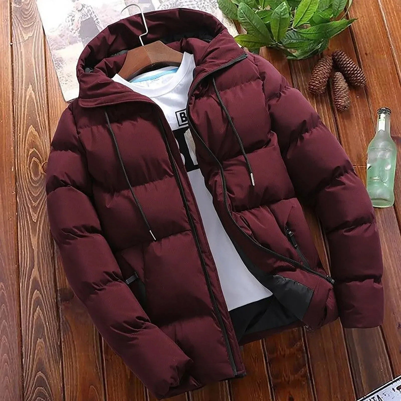Jaqueta polar com capuz masculino