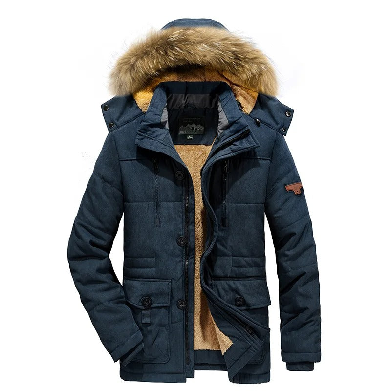 Jaqueta quente de inverno com capuz masculino