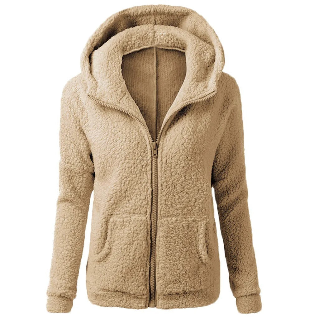 Jaqueta de inverno feminina com capuz polar