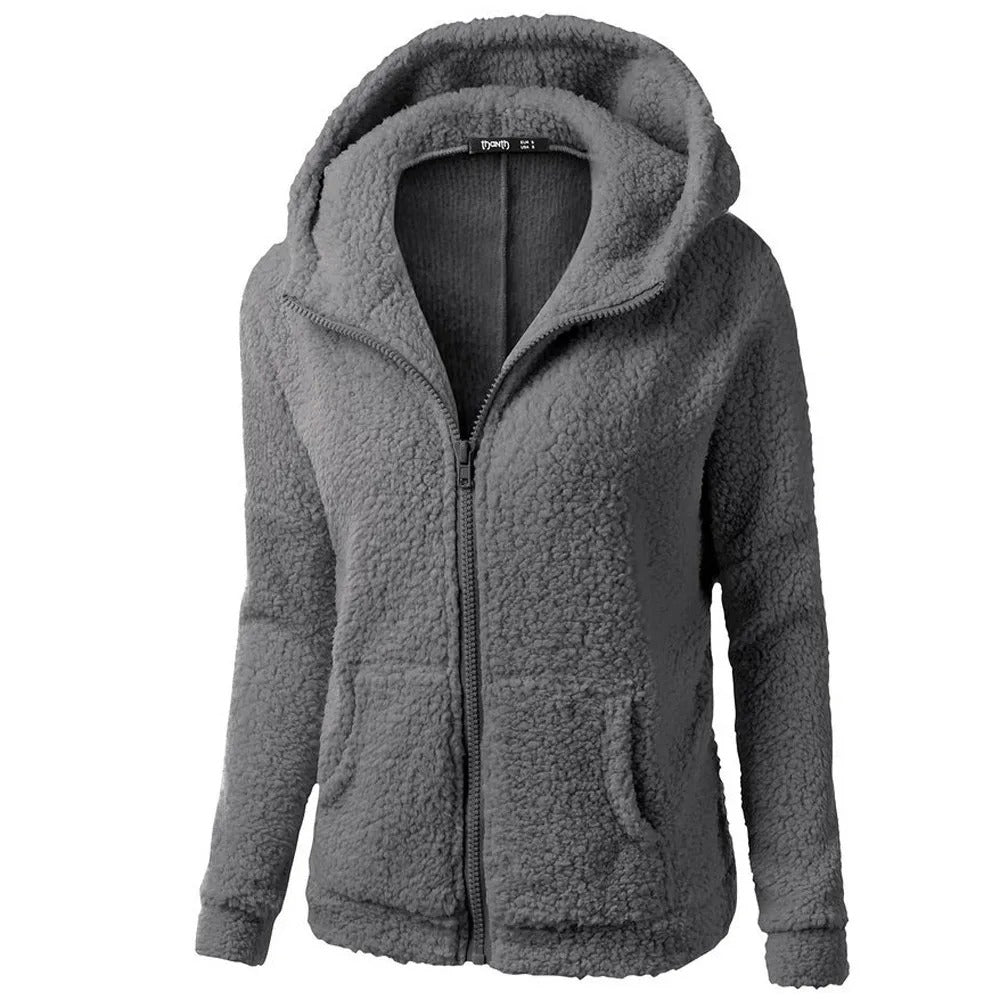 Jaqueta de inverno feminina com capuz polar
