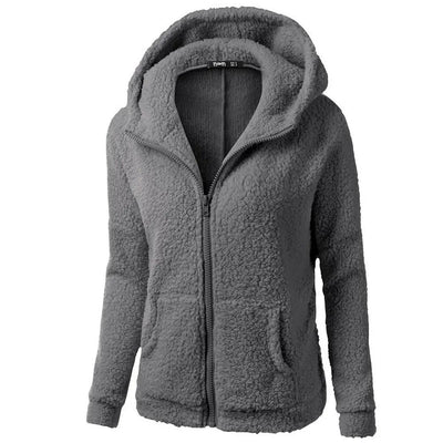 Jaqueta de inverno feminina com capuz polar