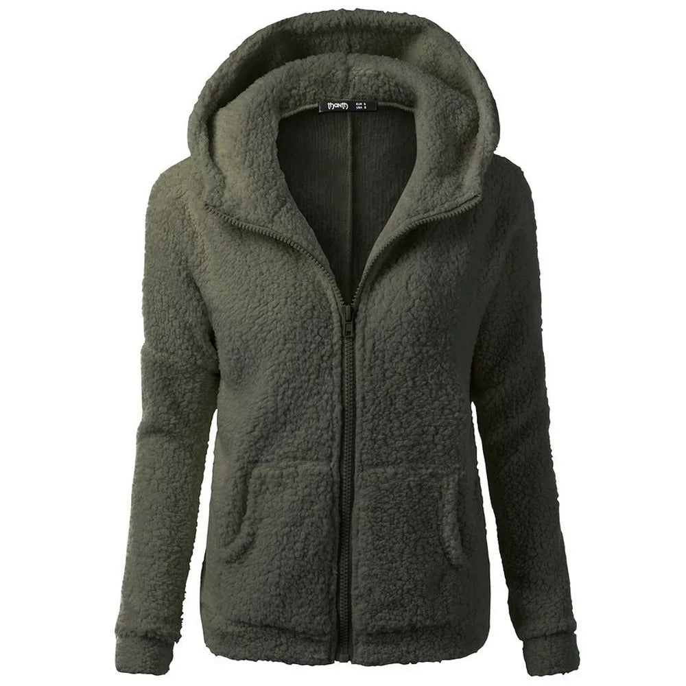 Jaqueta de inverno feminina com capuz polar