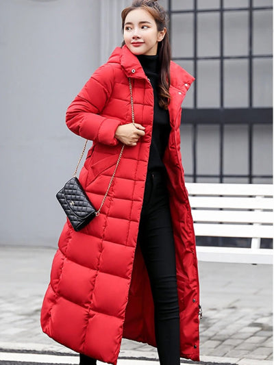 Estella - Abrigo largo de invierno con cinturón para mujer