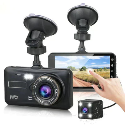 Caméra double sans fil pour tableau de bord avec vision nocturne et angle de 170°