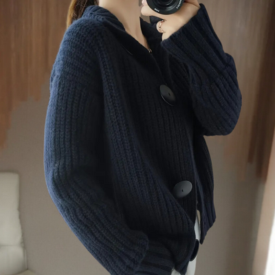 Chaqueta de punto grueso con botones para mujer
