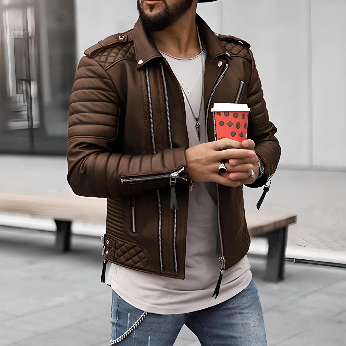 Ralph - Elegante e robusta giacca in pelle da uomo